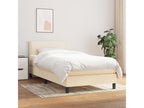 Upholstered bed base with mattress, Cream, 100x200 cm, Fabric