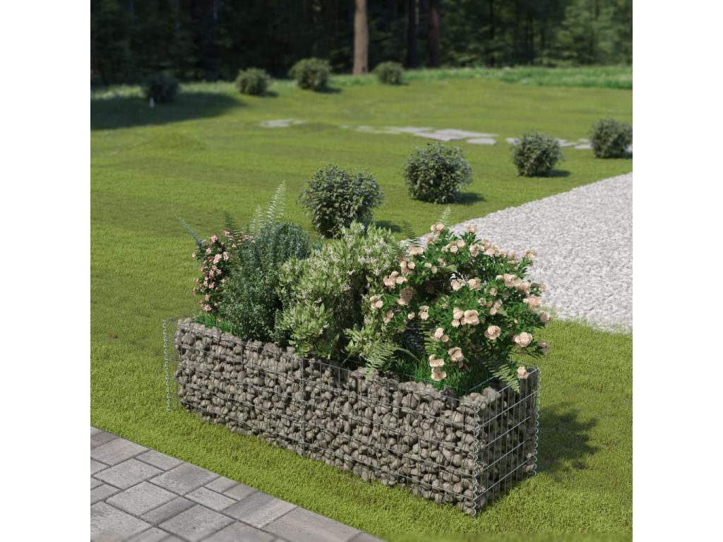 Raised gabion bed, galvanized steel, 180x50x50 cm