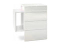 White Matte Bedside Table with Lacquered Fronts, WxHxD 60x63x38 cm, LED