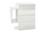 White Matte Bedside Table with Lacquered Fronts, WxHxD 60x63x38 cm, LED