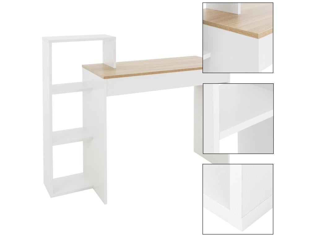Homzora White/Oak PC Desk with Shelves