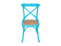 Homzora Harmonie Chair – Solid wood with an antique finish and a blue rattan seat – Perfect for the Homzora Dining Room and Living Room – 48x52x88 cm