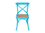 Homzora Harmonie Chair – Solid wood with an antique finish and a blue rattan seat – Perfect for the Homzora Dining Room and Living Room – 48x52x88 cm