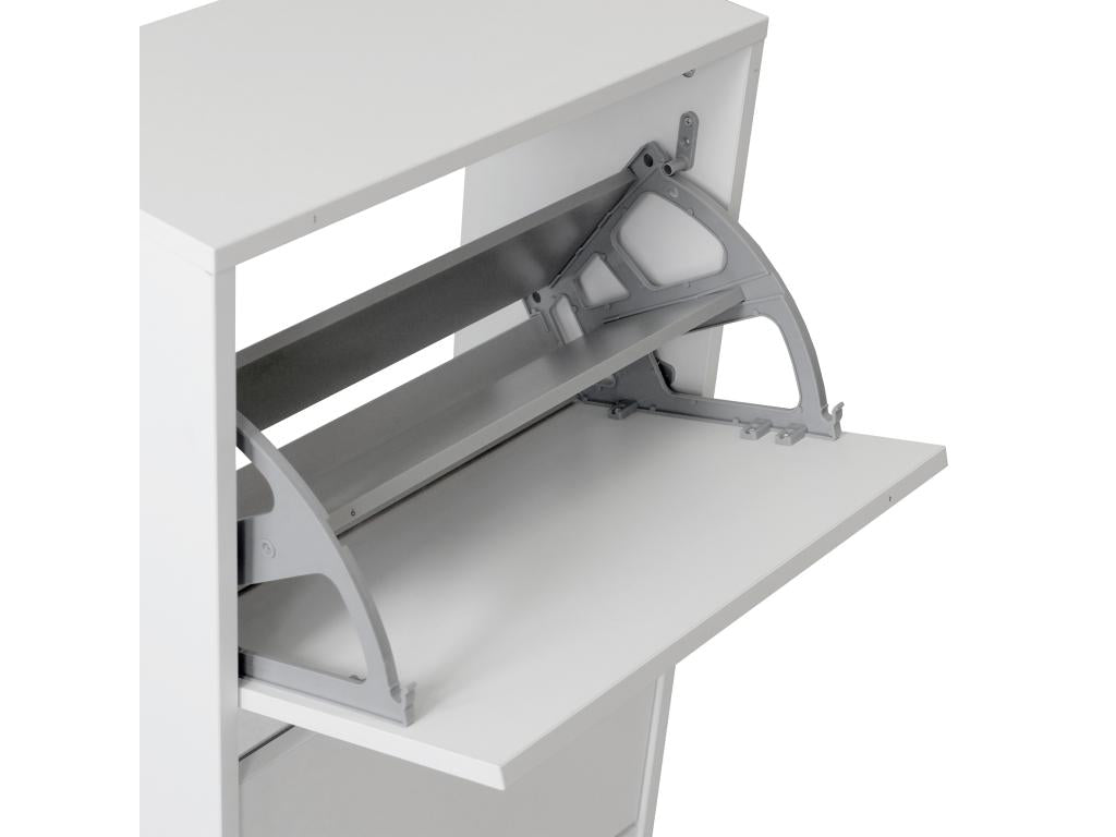 Shoe cabinet with 2 folding doors, 83x73x26 cm, White - Homzora