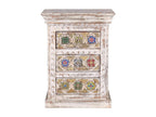 Mango wood bedside table with ceramic and bronze details, Homzora y Colomer. 60x35x45