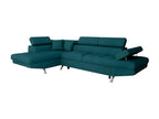 Homzora 5-Seater Left-Hand Corner Sofa Bed with Storage in Fabric - Blue - W271 x D192 x H70cm - Homzora