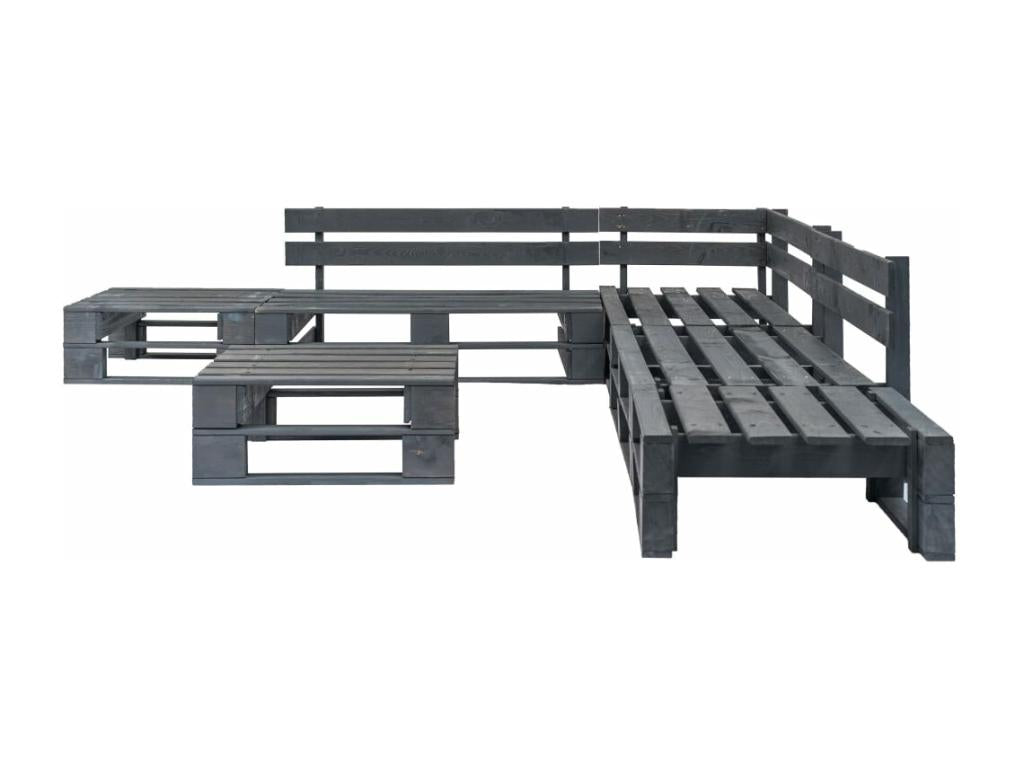 6-piece pallet garden furniture set, wood, grey