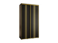Homzora 6 Sliding Door Wardrobe 235.2/130/60 2 Doors Black/Black/Gold