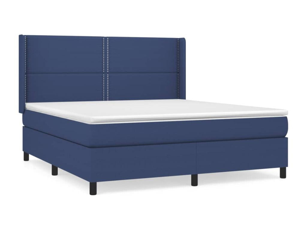 Upholstered bed base with mattress, blue, 180x200 cm, fabric