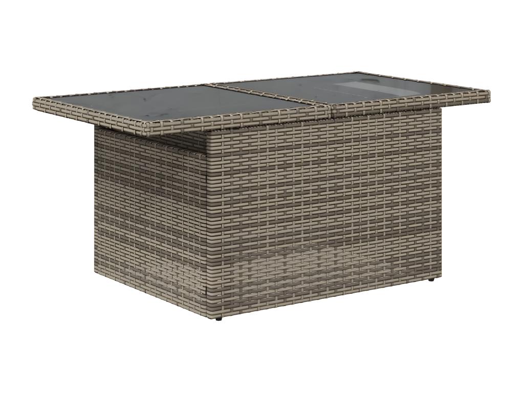 7-piece garden furniture set with cushions, grey woven resin