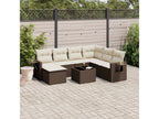 8-piece garden furniture set with brown resin wicker cushions