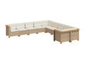 Garden furniture set with cushions, 10 pieces, beige woven resin