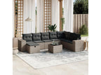 9-piece garden furniture set with grey resin wicker cushions