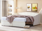 Trundle bed - 2x90x200 cm - velvet - Homzora slatted base - beige color