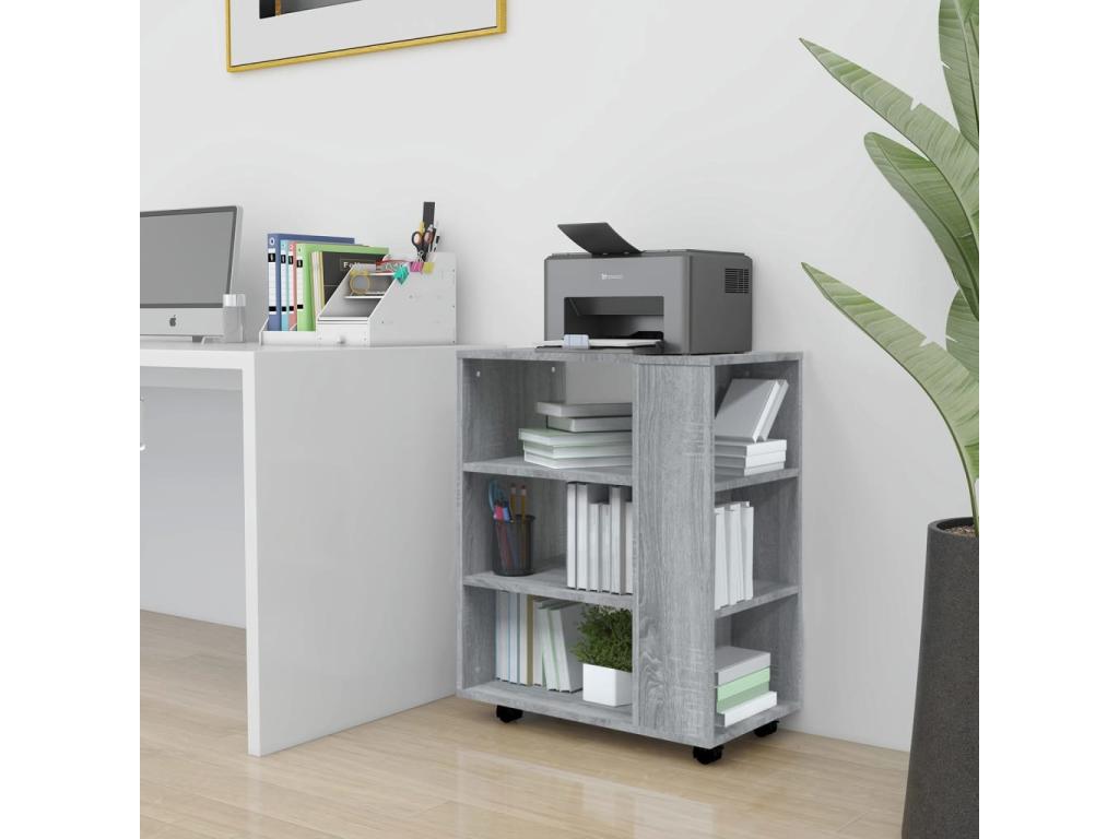Homzora rolling cabinet, grey, 60x35x75 cm, engineered wood