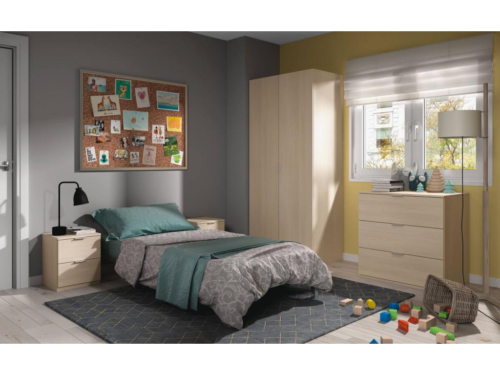 Homzora Bedside Table, Modern Bedside Table with 2 Drawers, Nightstand, Low Chest of Drawers for Bedroom, 38x34x45 cm, Oak