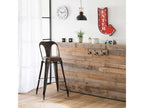 Metal and leather stool with brown backrest, 49x53x105h