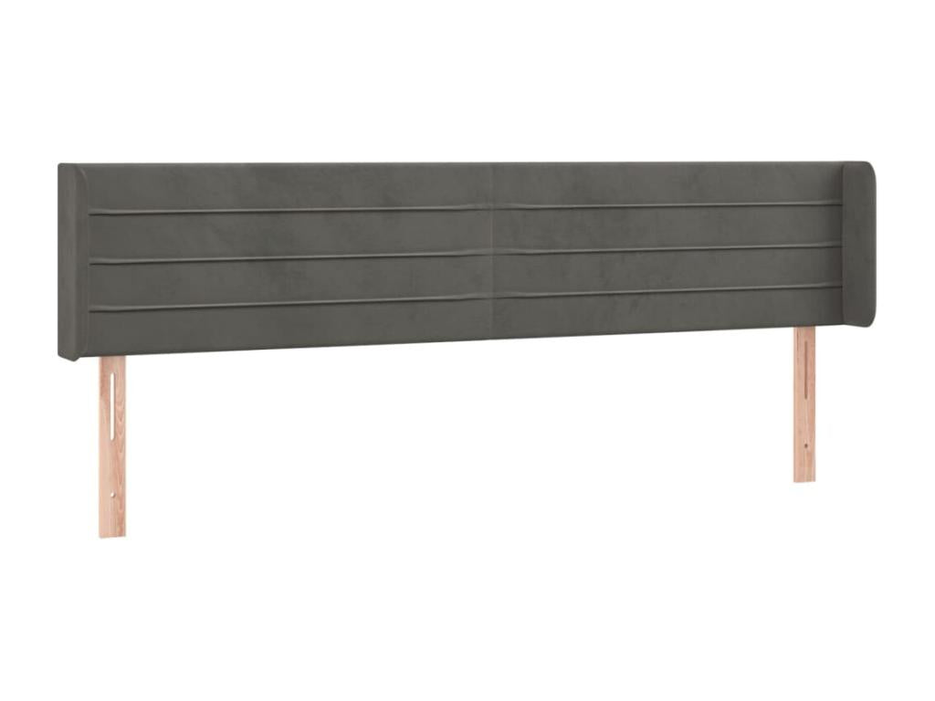 Headboard with wings, Dark Grey, 203x16x78/88 cm, Velvet