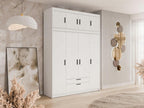 Homzora 106 White Wardrobe 246x176x53cm Wardrobe Doors with Hinges