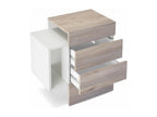White Matte Bedside Table with Lacquered Fronts, WxHxD 60x63x38 cm, LED