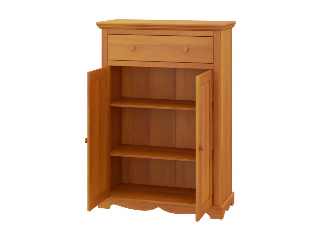 Le Parisien Honey Pine Buffet with 2 Doors, 1 Drawer, 2 Shelves, and 3 Niches. W 94 H 134 D 42