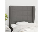 Headboard with wings, Dark Grey, 83x23x118/128 cm, Fabric