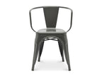 Homzora industrial chair with polished steel armrests -- Light Green