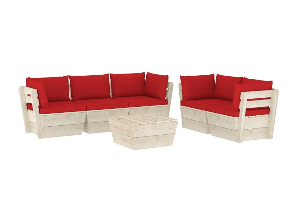 6-piece pallet garden furniture set with cushions, impregnated spruce
