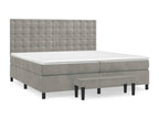 Upholstered bed base and mattress, light grey, 200x200cm, velvet