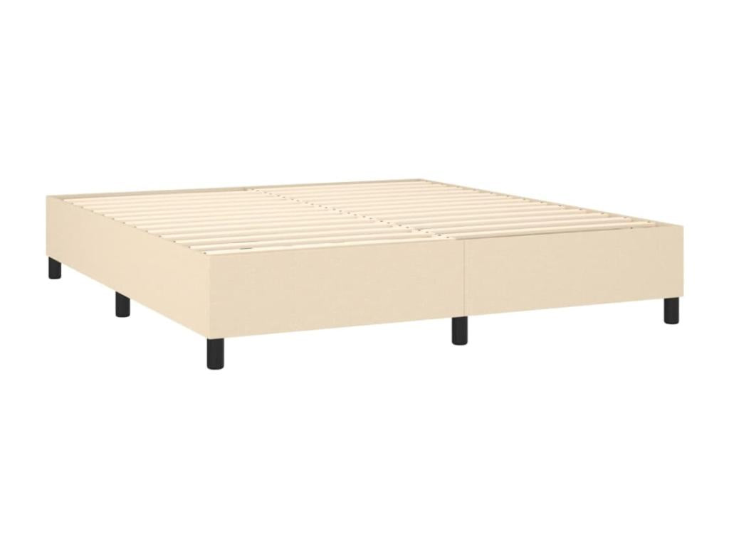 Upholstered bed base with mattress, Cream, 160x200 cm, Fabric
