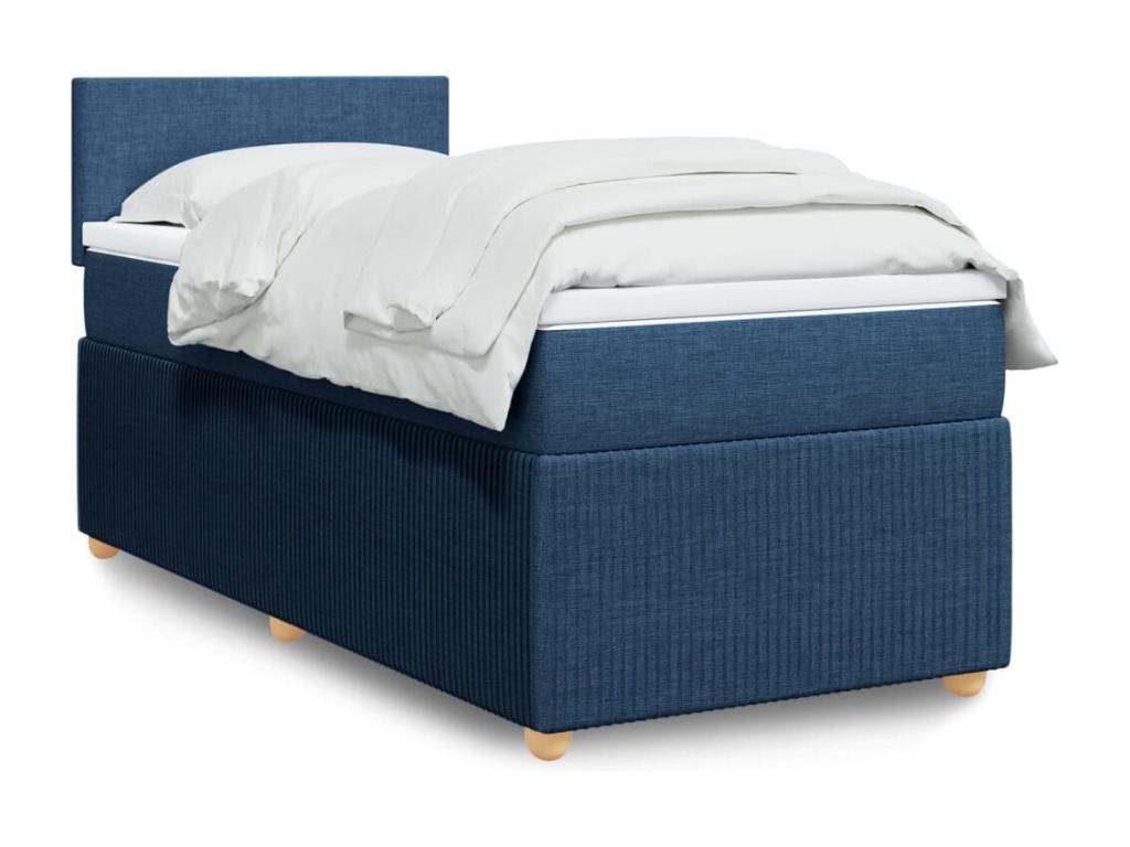 Homzora bed base with mattress, blue, 100x200 cm, fabric