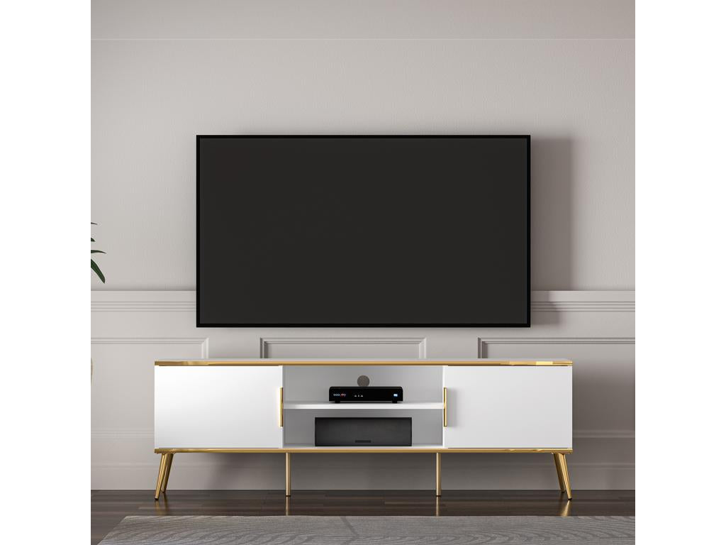 Homzora 2-Door TV Stand 160cm White and Gold