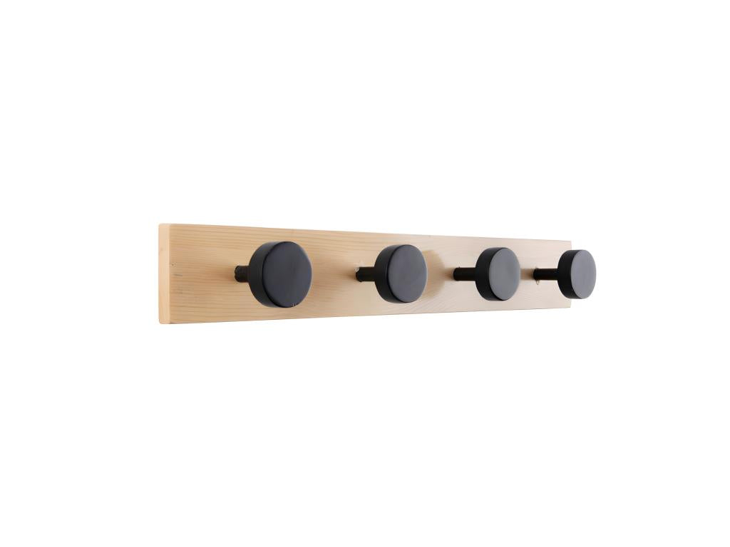 Homzora Black 4 Hook Coat Rack Knobs