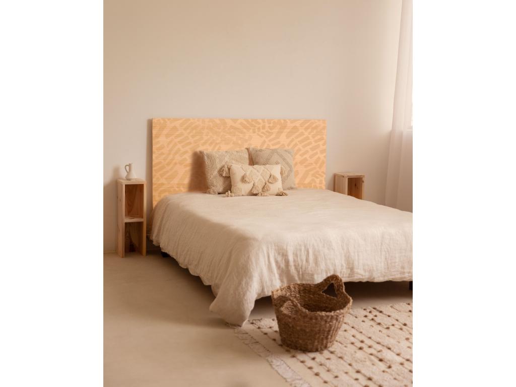 Natural pine wood headboard with print, 160x80cm - Homzora