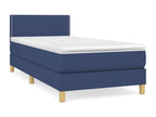 Upholstered bed base with mattress, blue, 100x200 cm, fabric