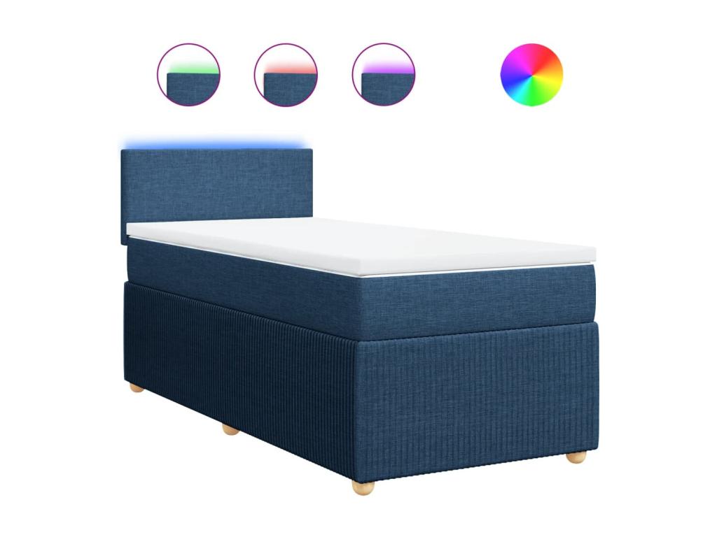Homzora bed base with mattress, blue, 100x200 cm, fabric