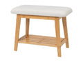 Doucezen wooden bench/stool in natural color and white fabric - Length 60 x Depth 30 x Height 45 cm