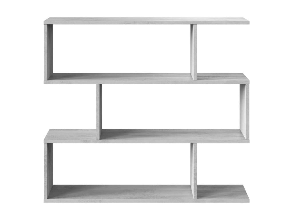 Homzora Bookshelf, Double-Sided Low Bookshelf, Three-Compartment Shelf, Modern Office Shelf, 110x24x97 cm, Concrete Grey