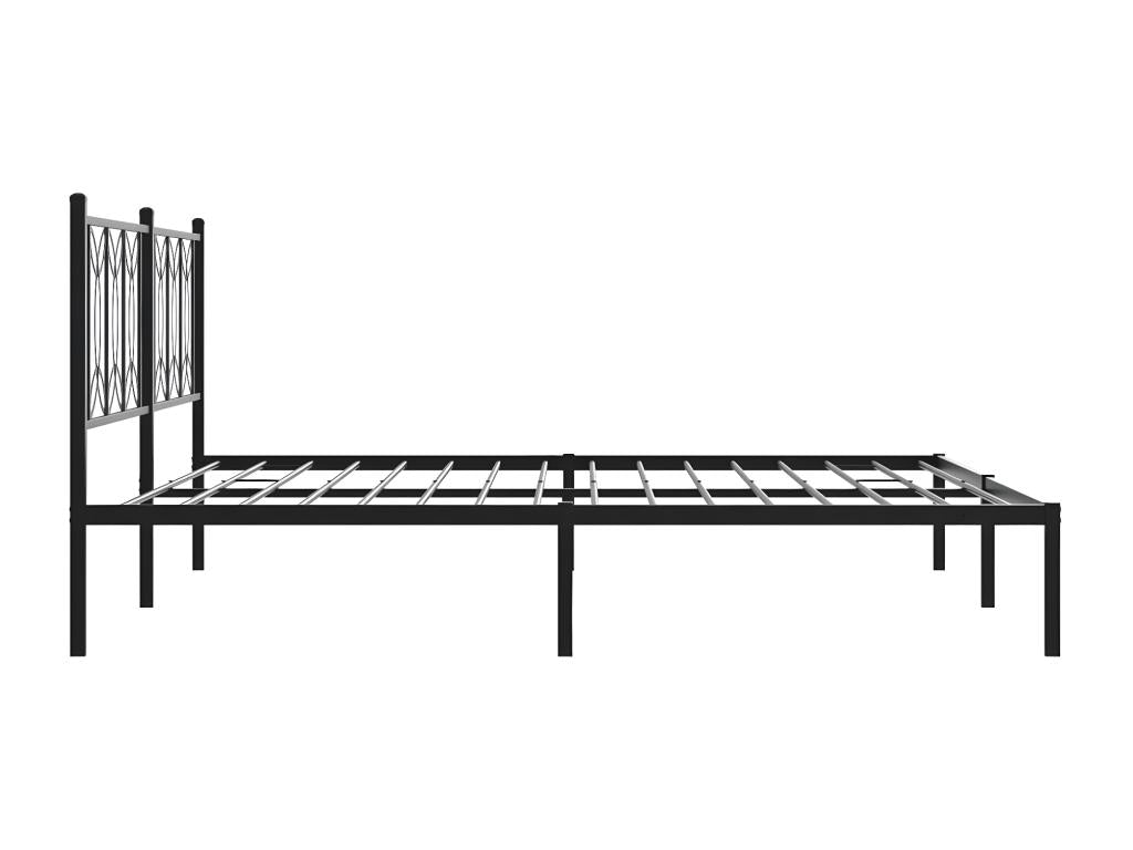 Metal bed frame with black headboard, 183x213 cm