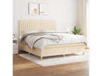Upholstered bed base with mattress, Cream, 160x200 cm, Fabric