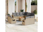 12-piece garden furniture set and cushions, méHomzora beige woven resin