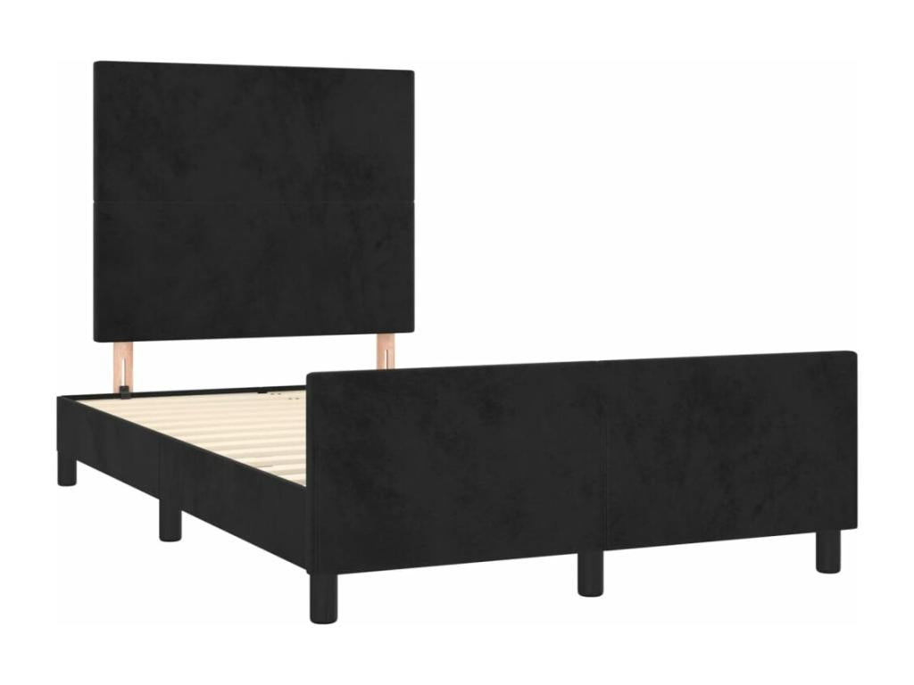 Black velvet bed frame with headboard, 120x200 cm