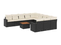 12-piece garden furniture set with cushions, black woven resin