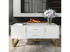 Glossy coffee table with 2 doors and 2 drawers, particleboard, 100x50x45cm, White