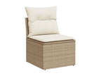 Garden furniture set with cushions, 6 pieces, beige woven resin