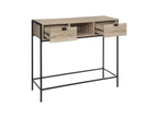 Console table with 2 drawers in metal and wood, H 80 cm