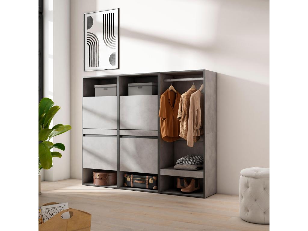 Shoe cabinet 180x35x145 cm Bedroom room Open wardrobe Cement