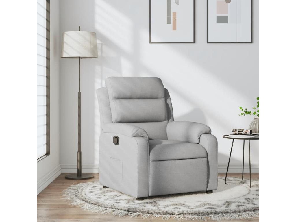 Light Grey Fabric Reclining Armchair