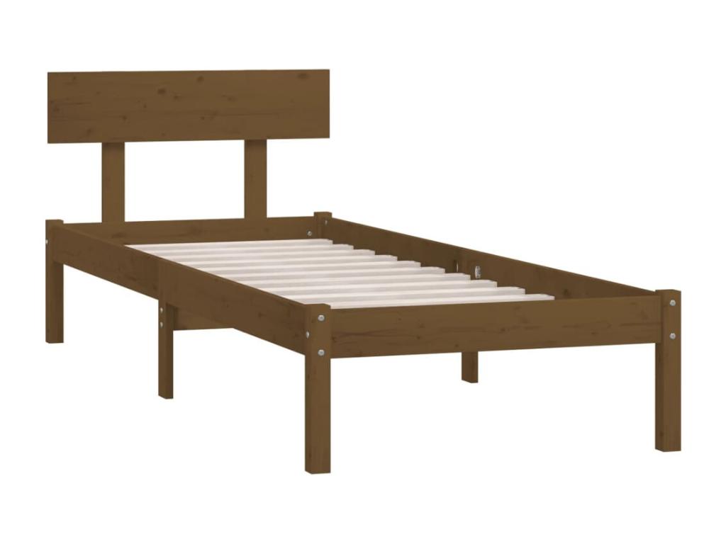 Honey Brown Bed Frame Solid Pine Wood 90x190cm UK Single