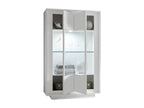 Homzora 2-door LED display cabinet in glossy white lacquered wood, 106cm wide